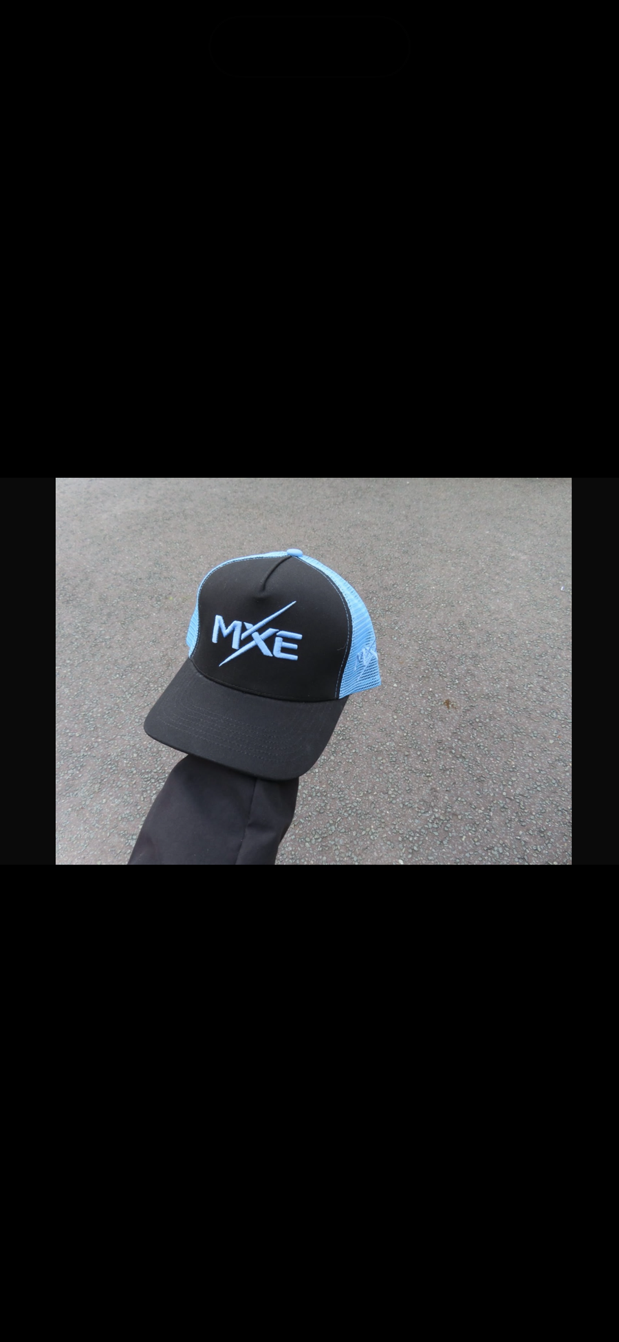 Light Blue and Black Mxe 5 panel cap